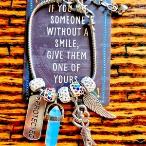 2 for 40 Silver rope Bullet Pendant charm bracelets